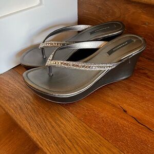 Silver Embellished Women's Wedge Sandals